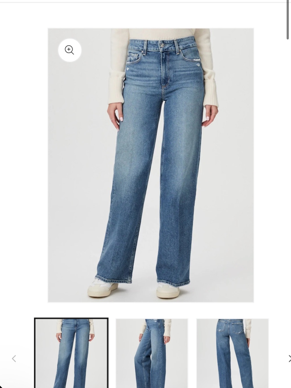 PAIGE Medium Blue High-Rise Wide Leg Jeans